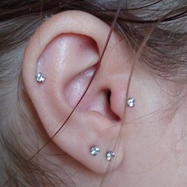 VFUN 16G Tragus Earrings Stainless Steel Lip Piercing Opal Horseshoe Septum Nose Ring Helix Cartilage Earrings for Women Labret Piercing Silver