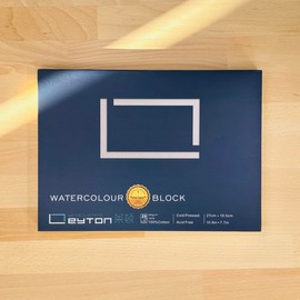 Leyton 16K Large Watercolour Pad 100% Cotton, 300gsm, Fine Grit, 20 Sheets, Cold Pressed, 27cm x 19.5cm, Artist Quality