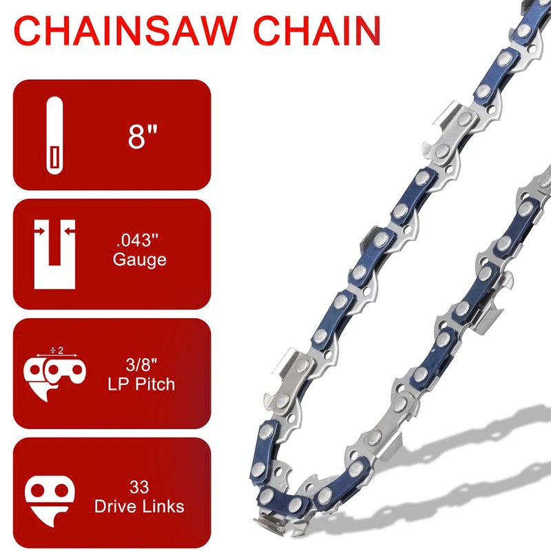 O-CONN 4 Pack 8 Inch Replacement Chainsaw/Pole Saw Chain, for