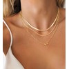 CHESKY Gold Layered Herringbone Necklaces for Women, Trendy 14K Gold