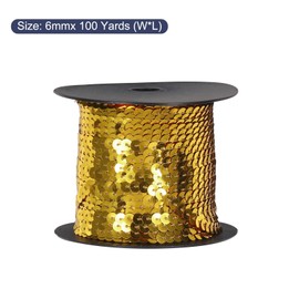 MECCANIXITY 100 Yards x 0.24 Inch Flat Sequin Strip Laser Sequins Fabric Paillette Spangle Sequins Trim for Crafts DIY Sequin Fringe Sewing Dark Gold