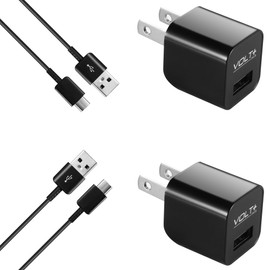 Genuine Charging Kit Compatible with Sony WF-SP800N Folding Blade Upgraded 1A Travel Plus Detachable HiPower USB-C Data Sync Cable! (2 Pack/Black)