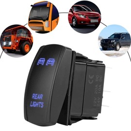 KIMISS DC 12V / 24V 5 pines Azul Luz doble LED Interruptor oscilante Luz trasera Interruptor ON-OFF Impermeable para automóviles, motocicletas, autobuses, botes, vehículos recreativos, remolques, etc. (LUCES TRASERAS)