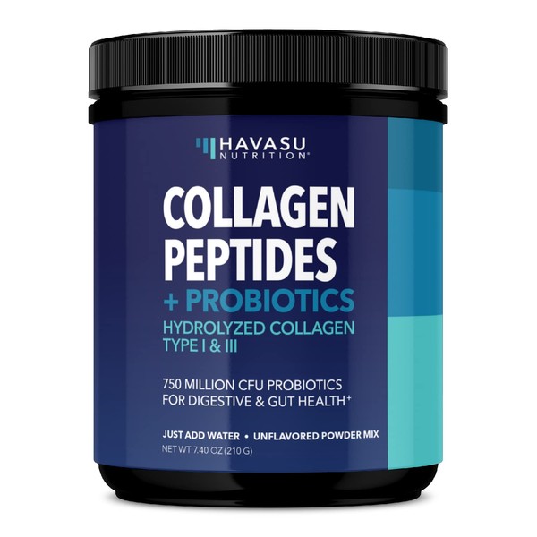 HAVASU NUTRITION Collagen Peptides Powder Supplement with Probiotics | Grass-Fed Collagen Type I and III for Collagen Formation & BacilIus Coagulans to Improve Digestion