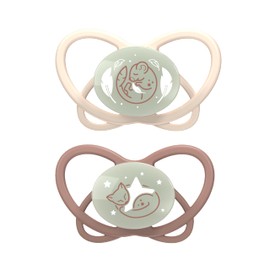 NIP Butterfly: Skin & Tooth-Friendly Light Dummy, Flat Teat, Soft & Flexible, Disc Extra Light & Breathable, BPA-Free, Sustainable, with Box, 5-18 Months, Beige/Taupe