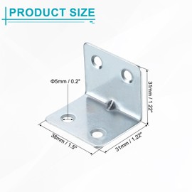 uxcell 8 Set L Corner Bracket Corner Brace Metal Joint Right Angle Brackets Fastener with Screws for Wood Shelves, Silver, 1.22"x1.5"x1.22"