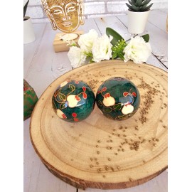 SabelAX Baoding Balls, Health Balls, Finger Exercises, Balls for Stress Relief, Meditation, Relaxation, Anti-Stress, Feng Shui (Flower Green)