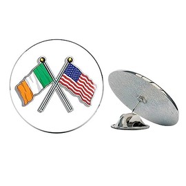 NYC Jewelers USA and Ireland Waving Flags on Poles (American Irish) Metal 0.75" Lapel Hat Pin Tie Tack Pinback