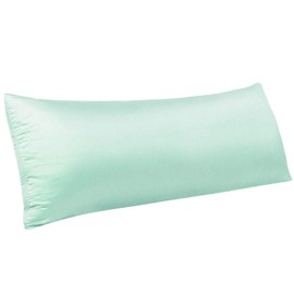 NTBAY Zippered Satin Body Pillow Pillowcase, Silky Slip Cooling Body Pillow Cover, Long Side Hidden Zipper, 20x54 Inches, Cyan