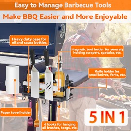 Bakbarbe Blackstone Griddle Caddy with Magnetic Tool Holder & Paper Towel Holder, Foldable Blackstone 28/36 Inch Griddle Accessories, Portable Space Saving Grill Caddy BBQ Accessories