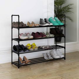 HOME BI 4 Tier Shoe Rack, 20 Pairs Shoes Organizer Closet for Home & Office, Anti-rust,Easy to Assemble, No Tools Required,35.6”W x 12.0” D x 33.27”H, Black