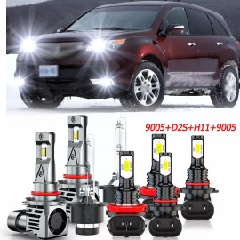 CHUSYYRAY For Acura MDX 2007-2013 8PC Front LED HID Headlights Hi Lo DRL Fog Light bulbs