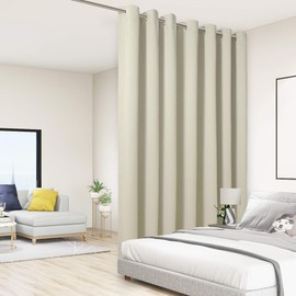 BONZER Room Divider Blackout Curtain Extra Wide Room Darkening Total Privacy Wall Noise Reducing for Living Room, 96L x 150W Inch (8L x 12.5W ft), 1 Panel, Cream
