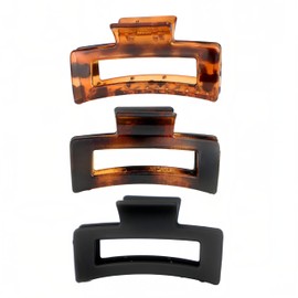 3.35'' Big Rectangle Hair Claw Clips for Women Girls Leopard Print Hair Accessories Strong Hold Jaw Clips for Thick and Long Hair (3 Packs)