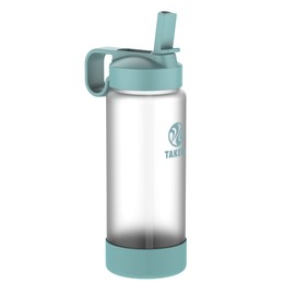Takeya 22 oz Glass Water Bottle, Shatter Resistant, Premium Quality, Sure-Grip with Straw Lid, Sage