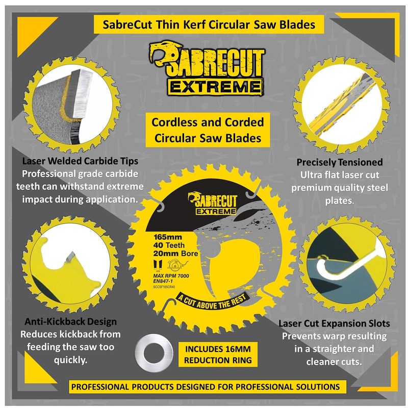 1 x SCCSF165CR40 SabreCut 165mm 40T x 20mm Bore Circular