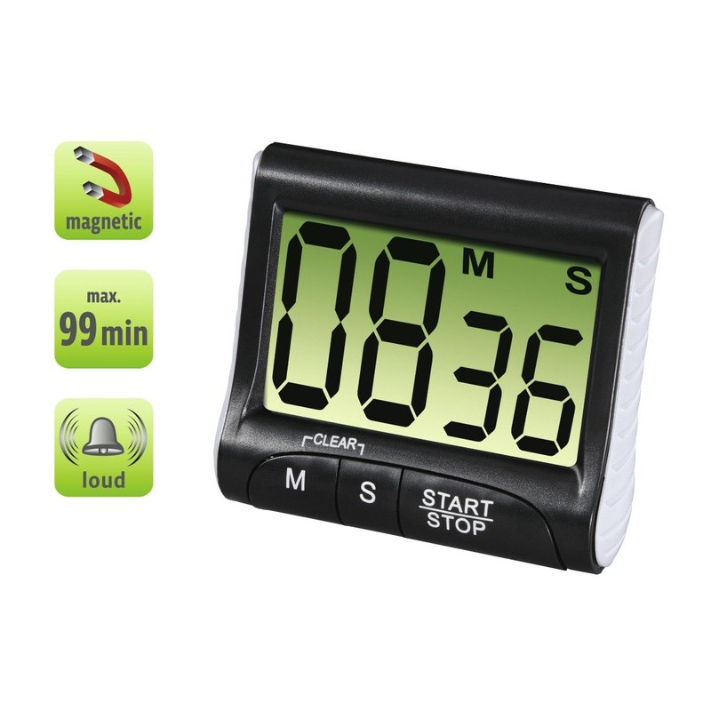 Xavax Digitaler Küchentimer mit Timer- und Stopp-Uhr-Funktion (Befestigung via Magnet,