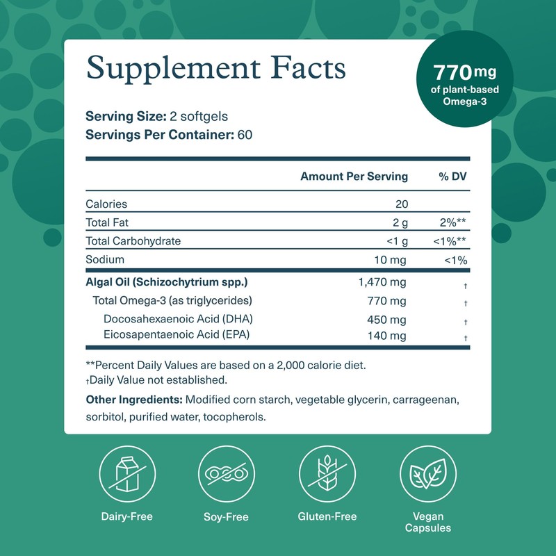 Youtheory Ocean-Friendly Omega - Vegan Algae Omega 3 Softgel -