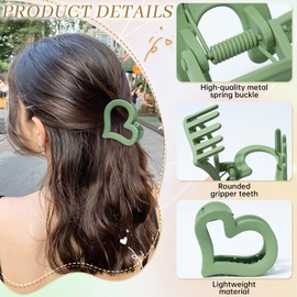 WELROG Pack of 6 Women's Medium Heart Hair Clips Butterfly Hair Clips for Women with Half-tied Hair Clips for Women