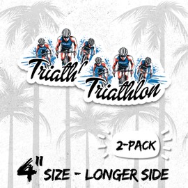 Triathlon Magnet 4 Inch 2-Pack Swim Bike Run – Strong Vinyl Decorative Sport Magnets for Fridge Locker Kitchen Office – Cute Fun Aesthetic Cool Durable & Long-Lasting Souvenir ID44999