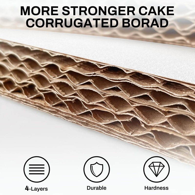 4 Pack 8 Inch Greaseproof Cake Drums, Round Solid Cakes