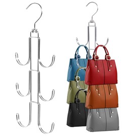Purse Hanger Organizer for Closet, 2 Pack Handbag Storage Organizer, Hanging Purse Holder for Closet Organization and Space Saving, Accessories Organizer for Bags, Belts, Hats, Scarves, Ties
