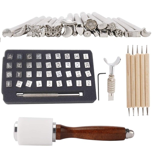 65PCS Leather Stamping Tool Leather Carving Working Saddle Making Tools