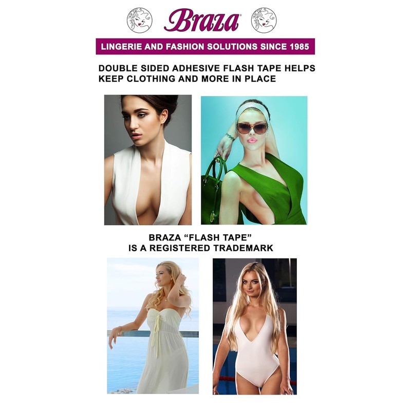 Braza Flash Tape - Double Sided Clear Adhesive Clothing, Fabric