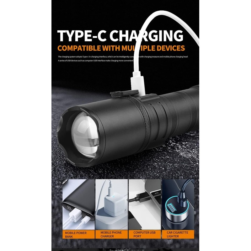 Flashlights High Lumens Rechargeable, Bright LED Flashlight, Powerful Tactical Flashlights,