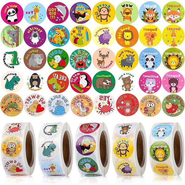 2500 Reward Sticker Teacher - 40 styles of animal-cartoon motivational