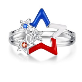 American Flag Ring Sterling Silver 4th of July Red White and Blue Star Jewelry Independence Day Gifts for Women (8)