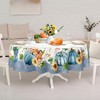 Autumn Oval Tablecloth Thanksgiving Autumn Harvest Blue Pumpkin Sunflower Maple