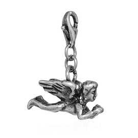 NKlaus Praying Angel with Wings Charm Pendant 925 Silver Antique 18 x 11 mm 16223, Sterling Silver