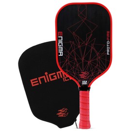 Enigma Pickleball Proto-Fire Pickleball Paddle, Enhanced Power Control and Maximum Spin, Thermoformed Raw Carbon Fiber Pickleball Paddle with Honeycomb Polymer Core, USA Pickleball Approved