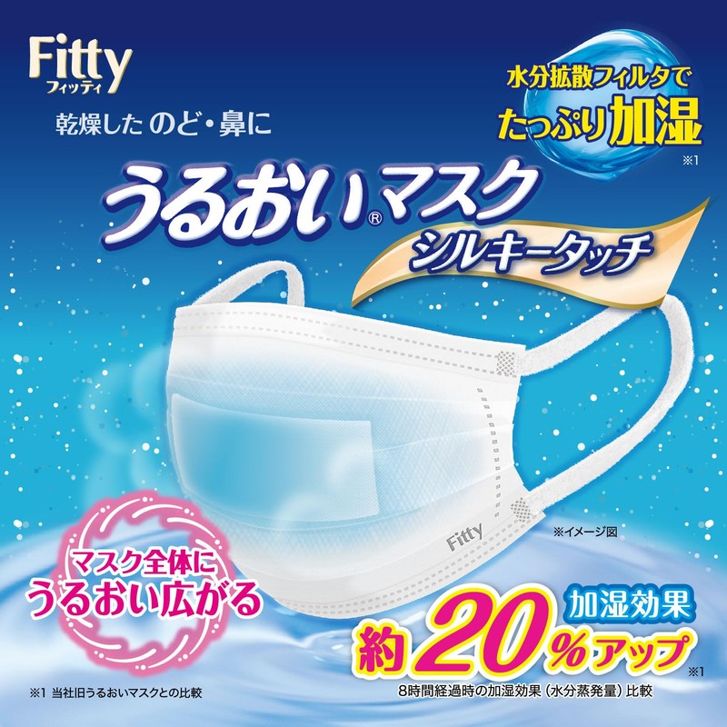 [フィッティ] Fitty うるおいマスク シルキータッチ (ホワイト/ふつう サイズ) ＜ 15セット×2箱 + 特典マスク２セット付