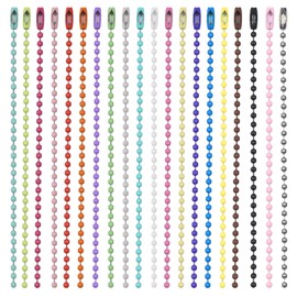TOAOB 100pcs Colored Ball Beads Chain 4.72 Inch Metal Hanging Chains Dog Tag Chain Ball Chains with Connectors for DIY Craft Jewelry Making Christmas Decoration