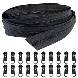 29ft 9 Meters #3 Zipper Bulk Zippers Nickel Teeth By Zippers For Sewing Zipper Replacement Sewing,Black Nylon Coil The Yards With 20pcs Replacement Sewn Diy Sewing Craft,Bags,Clothes,Purses Etc
