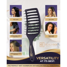 BEAUXSOI Signature Duo Set of two Vented Hair Brush Detangler | Hair Detangling Brush for Wet Hair | Curved Vent Brush for Blow Drying | Wet Brush
