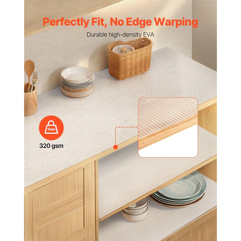 VEVOR Shelf Liner, Drawer Liner for Kitchen Cabinet, Non-Adhesive Non-Slip