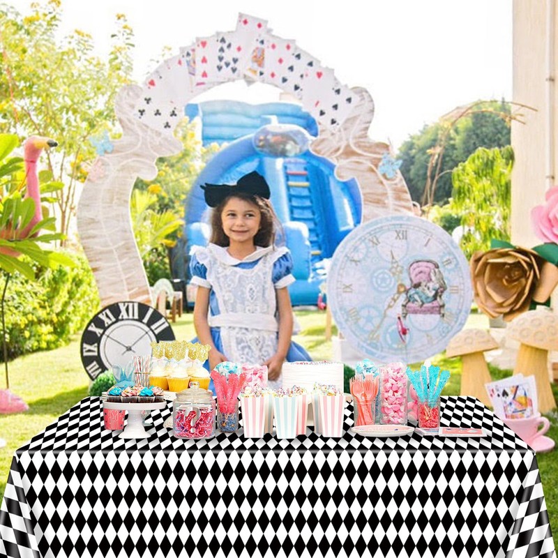 Hegbolke 4 Pack Black and White Checkered Tablecloths, Gingham Table
