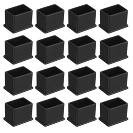 sourcing map 16Pcs PVC Square Chair Leg Caps, 30mm x 20mm OD Black Furniture Feet Pads Table Foot Cover Caps Floor Protectors for Patio Table Cabinet Bed Furniture