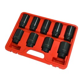 Dapetz ® 9pc 1/2" Drive Deep Impact Axle Hub Nut Socket Set 29-30-31-32-33-34-35-36-&38mm Ensure a Safe Secure Fit, Hardened and Tempered, Professional Tool for Commercial or Occasional Use