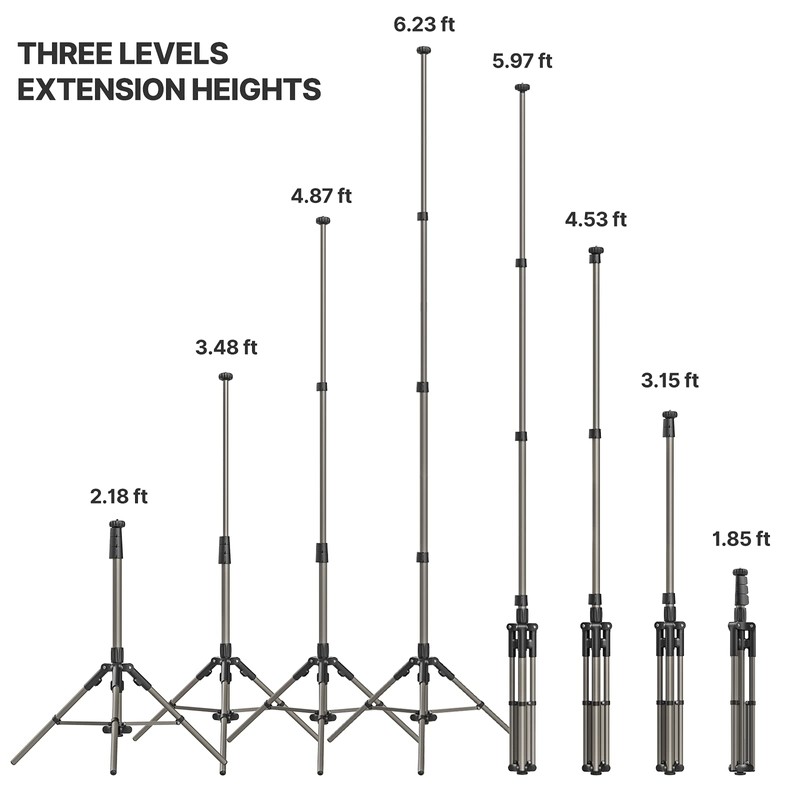 VIJIM Light Tripod Stand for Live Streaming, 6.2ft Lightweight Aluminum