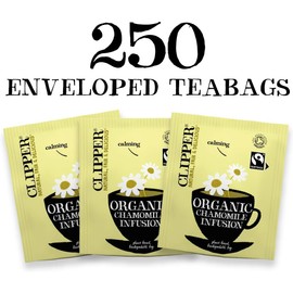 Clipper Organic Chamomile Tea Bags | 250 Individually Wrapped Infusion Teabag Sachets | Bulk Buy for Home & Catering | Caffeine-Free Fairtrade Herbal Tea Bags | Natural, Unbleached & Biodegradable