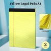 Notepad A4 Legal Pad, 2 Pack Yellow Paper College Ruled