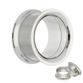 Treuheld® Double Flared Flesh Tunnel | Steel | Silver | Thread, Stainless Steel, without stone