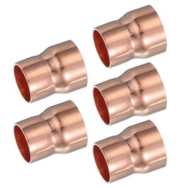 PATIKIL 5Pcs Copper Reducer 3/4" x5/8" ID Reducing Copper Coupling Fitting Pipe Adapter