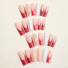 Christmas Press on Nails Long Coffin Snowflake Fake Nails, Red