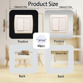 JEKUGOT 4PCS Black Acrylic Light Switch Covers, Single Toggle Switch Plates, 14.5cm x 14.5cm, Compatible with All Standard Light Switches