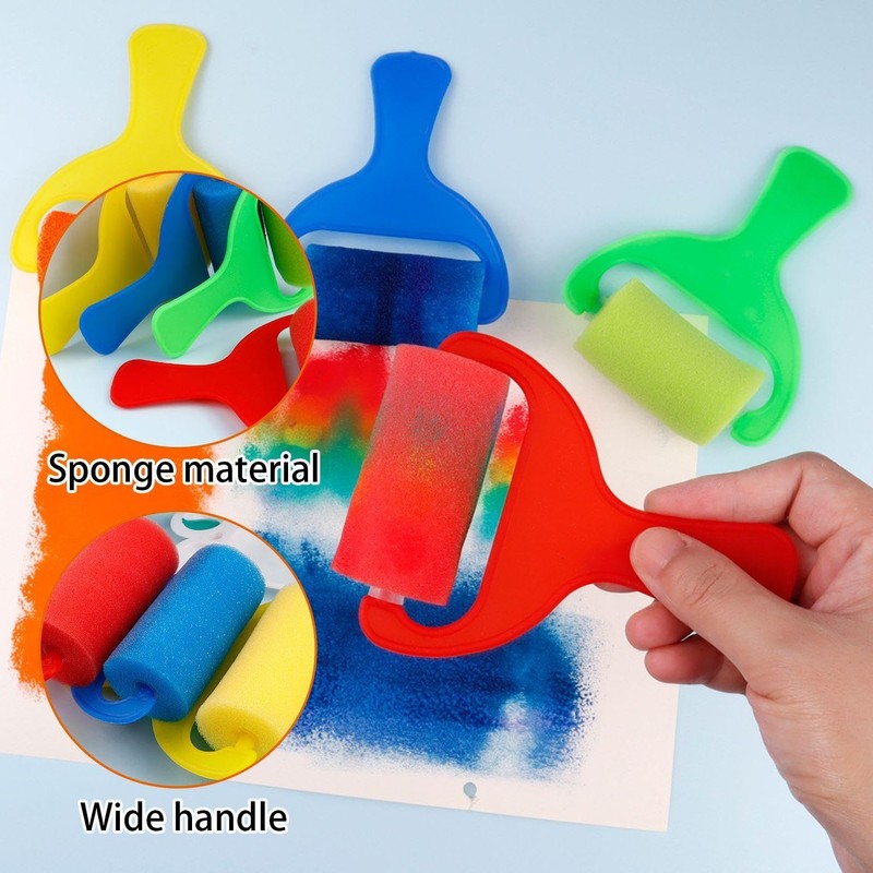 CYNOSURETECH 8 Pieces Sponge Roller Paint Brushes, Plastic Handle Paint